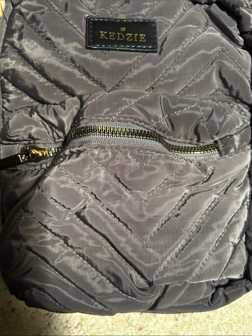 Gray Kedzie Quilted Crossbody Bag with Adjustable Strap